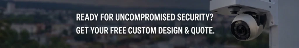 Commercial security camera banner calling for free custom design and quote.